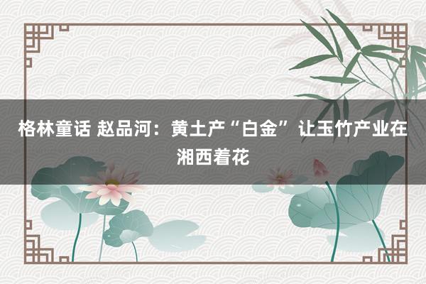 格林童话 赵品河：黄土产“白金” 让玉竹产业在湘西着花