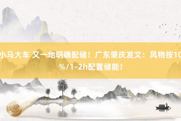 小马大车 又一地明确配储！广东肇庆发文：风物按10%/1-2h配置储能！